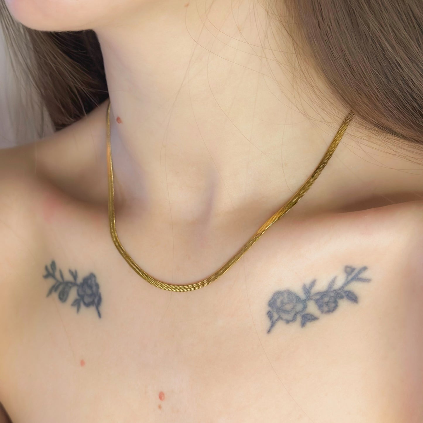 3mm auksuota grandinėlė "Flat chain"