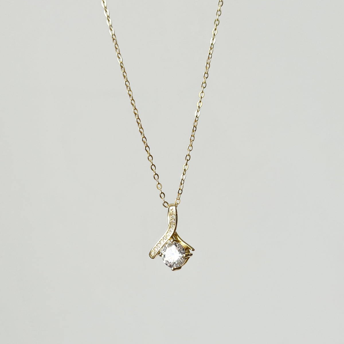 Sterling Silver Rhodium Plated CZ Pendant Necklace