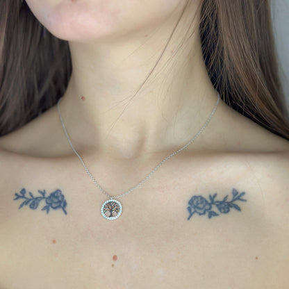 Sidabrinis rodžiuotas pakabukas "Gyvybės medis" su grandinėle