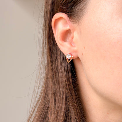 Sterling Silver Rose Gold Plated CZ Studs