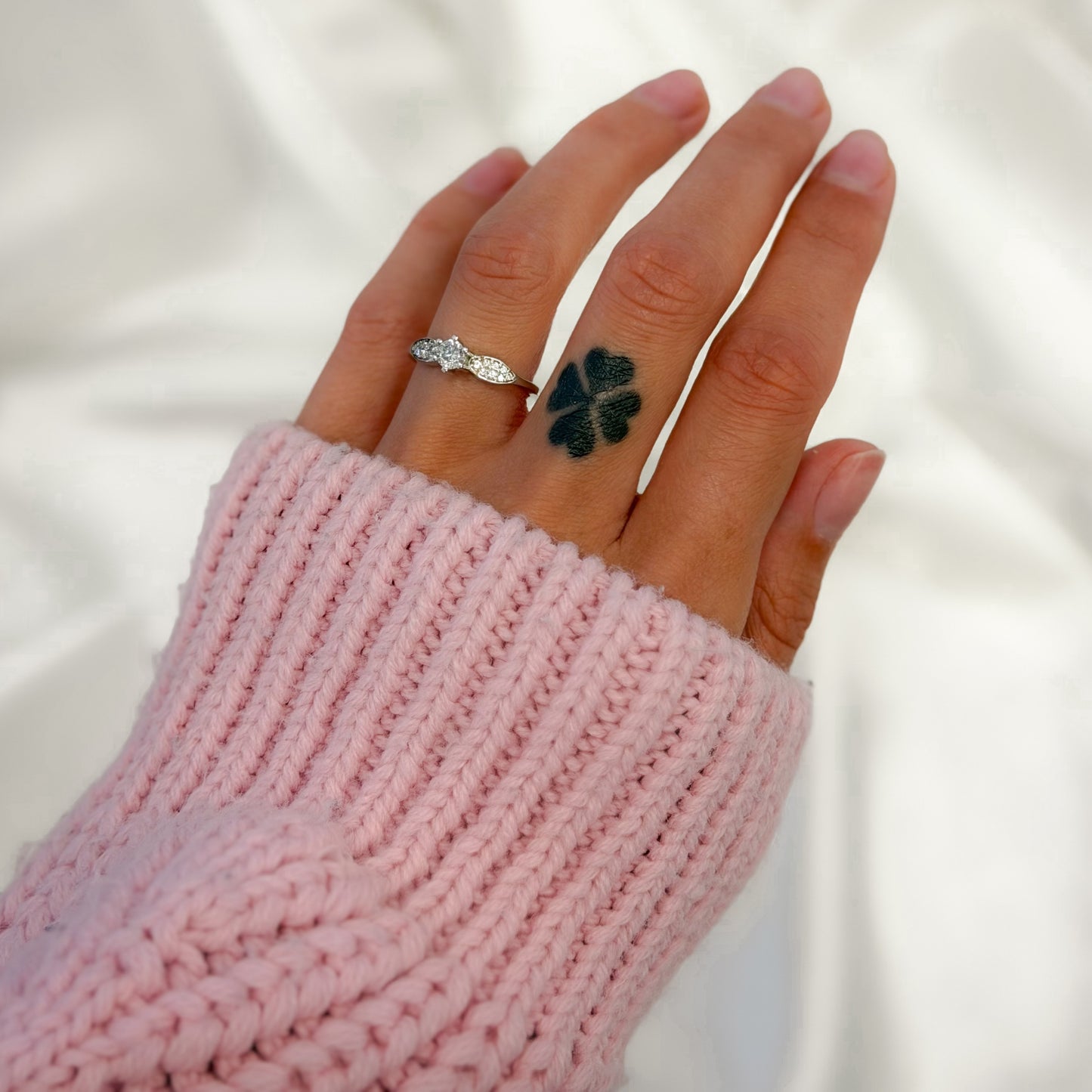 Sterling Silver Rhodium Plated CZ Crystal Ring