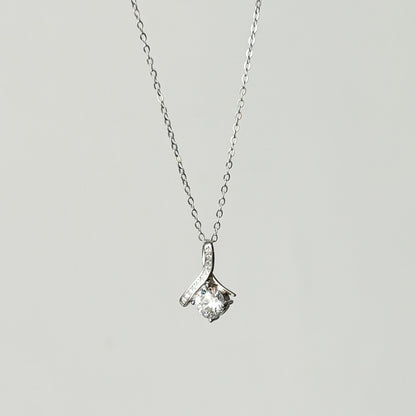 Sterling Silver Rhodium Plated CZ Pendant Necklace
