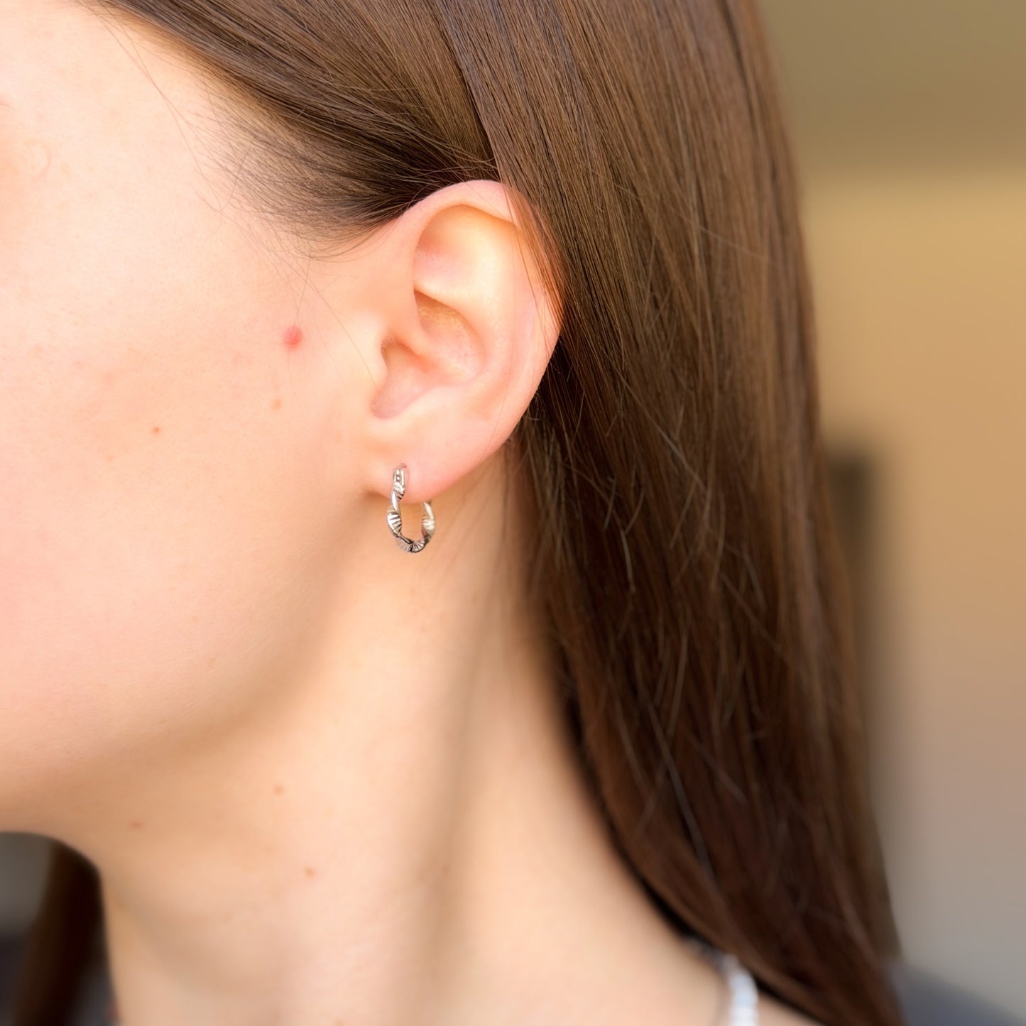 Sidabrinės rodžiuotos suktos rinkutės anglišku užsegimu