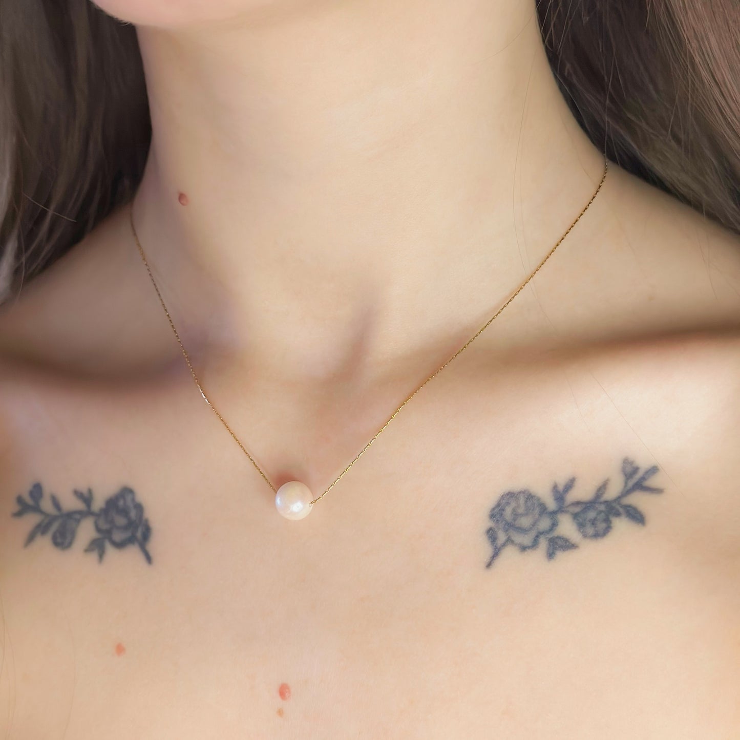 Auksuota grandinėlė su tikru perlu