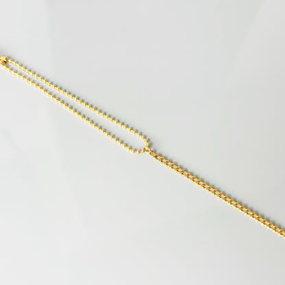 Auksuota dvigubo dizaino apyrankė „Ball Bead & Curb“