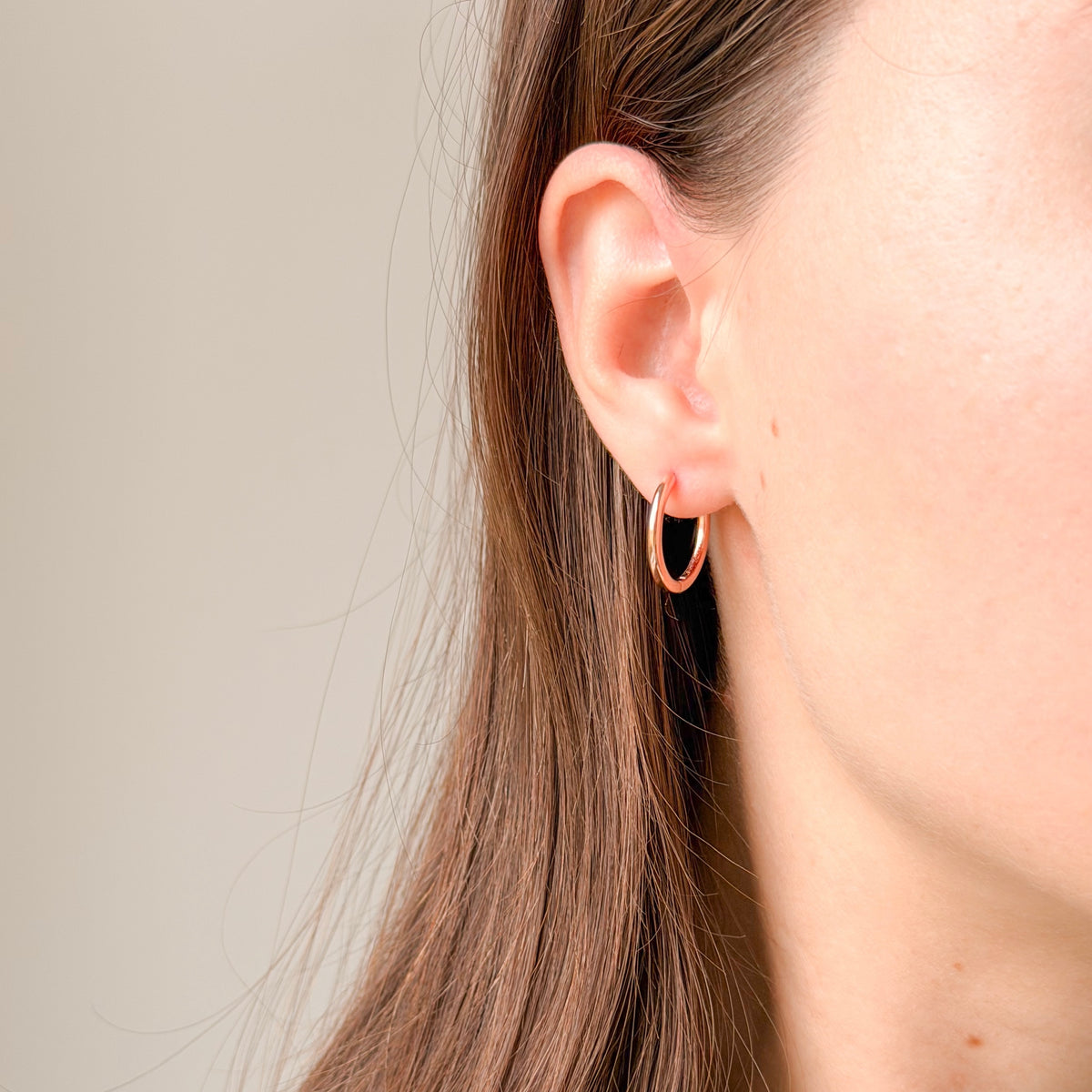 Sterling Silver Rose Gold Plated 12 - 20 mm Hoops