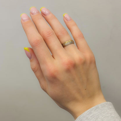 Sterling Silver Rhodium & Gold Plated Band Ring