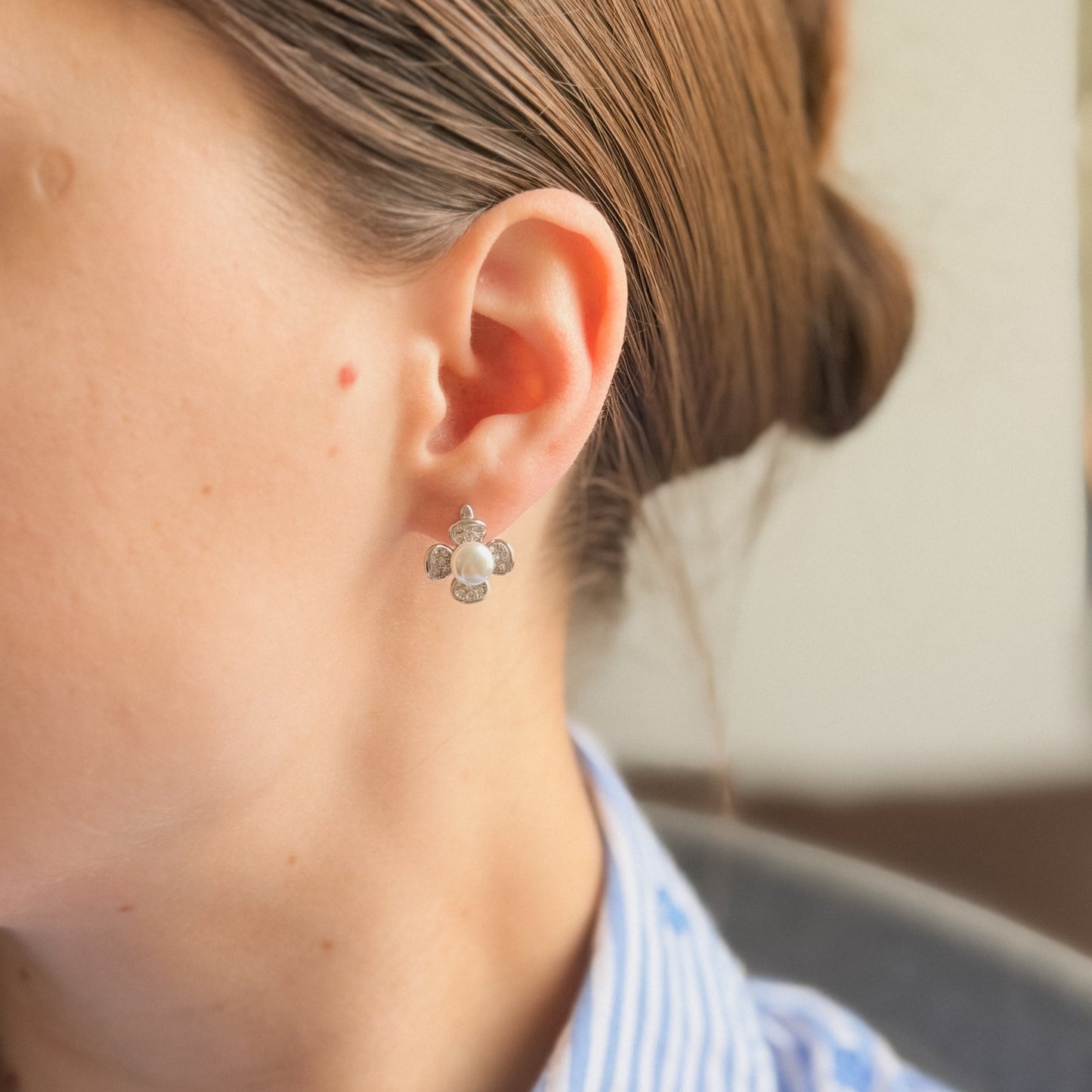 Sterling Silver Rhodium Plated English Lock Earrings