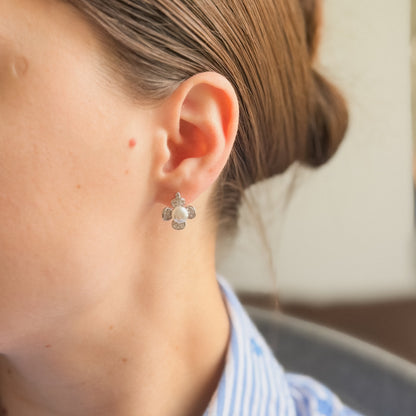 Sterling Silver Rhodium Plated English Lock Earrings