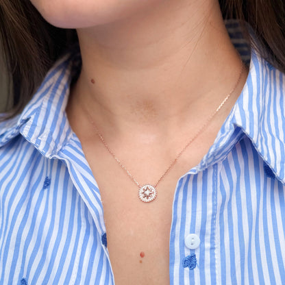Sterling Silver Rose Gold Plated CZ Necklace