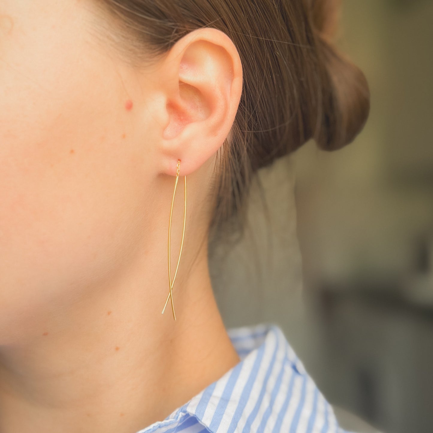 Sterling Silver Gold Plated Chain Drop Earrings