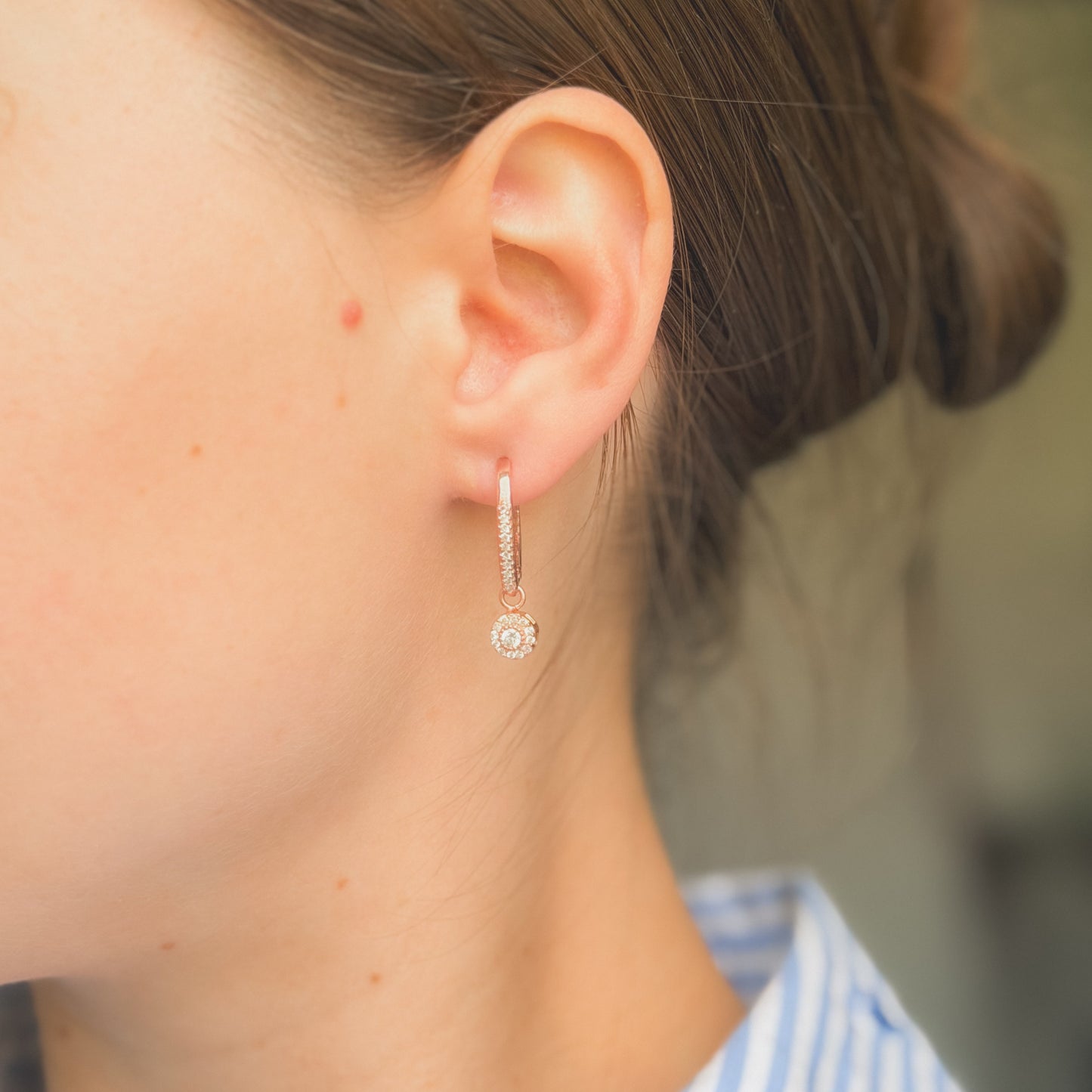 Sterling Silver Rose Gold Plated CZ Drop Earrings