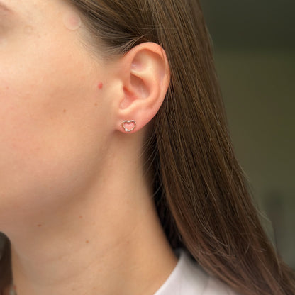 Sterling Silver CZ Heart Studs