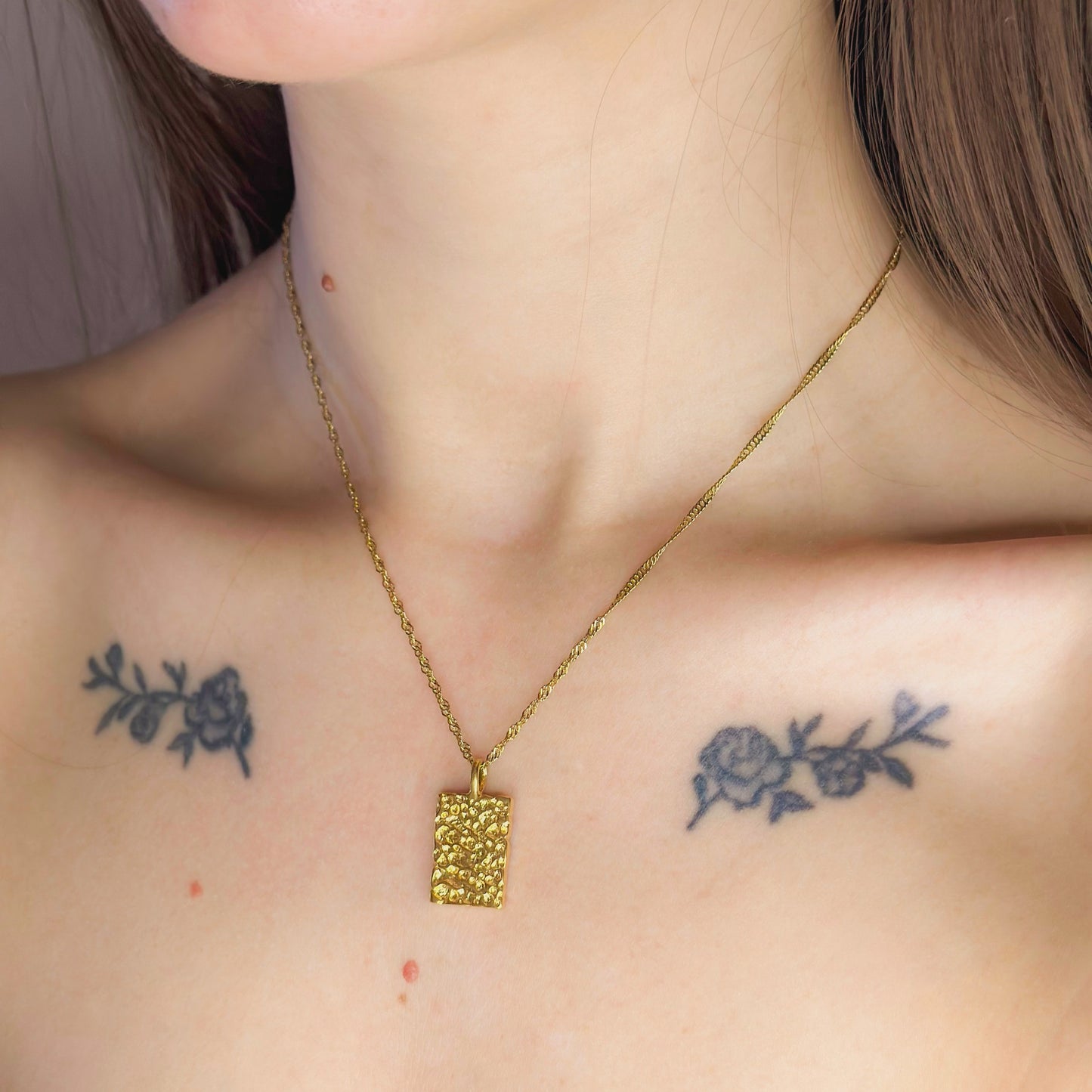 Auksuotas pakabukas su Rope pynimo grandinėlė