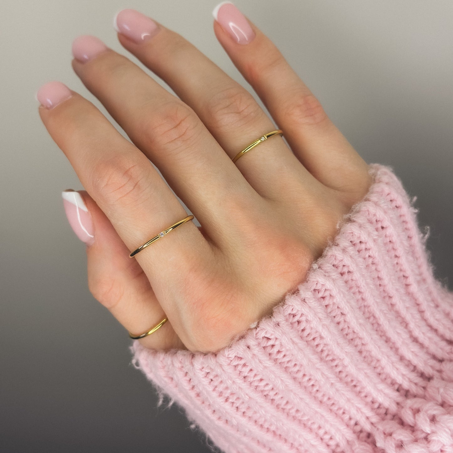 Auksuotas žiedas su cirkoniu "Minimal Gold"