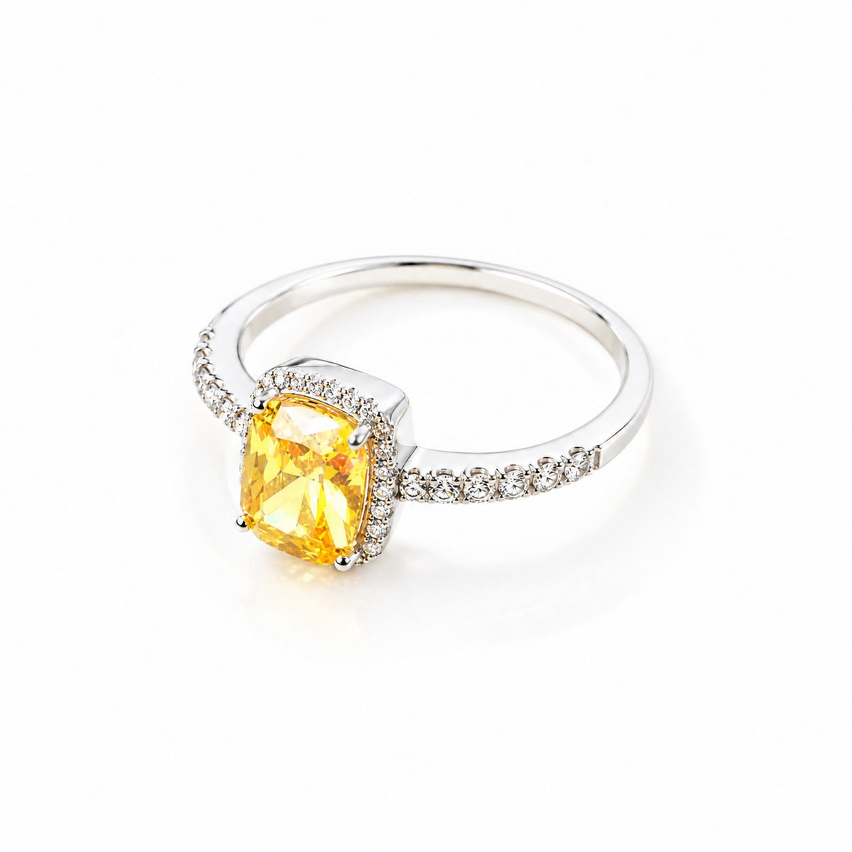 Sterling Silver Rhodium Plated CZ Crystal Ring