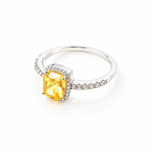 Sterling Silver Rhodium Plated CZ Crystal Ring