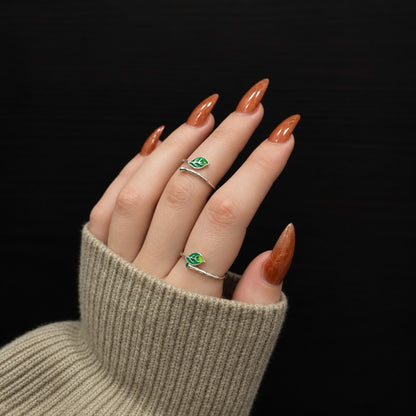 Sterling Silver Enamel Leaf Ring
