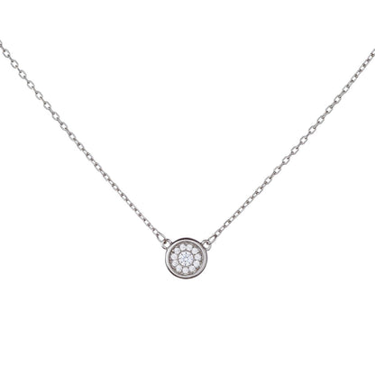 Sidabrinis rodžiuotas apvalus pakabukas su cirkoniu ir grandinėle