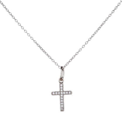 Sidabrinis rodžiuotas kryželis su cirkoniais ir grandinėle