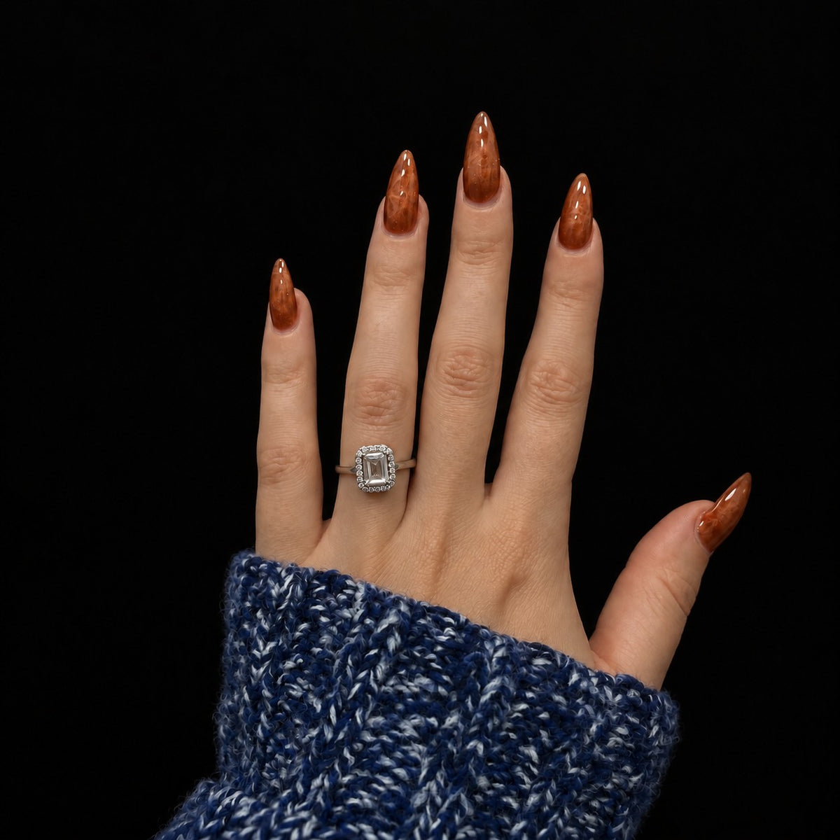 Sterling Silver Rhodium Plated Rectangle CZ Ring