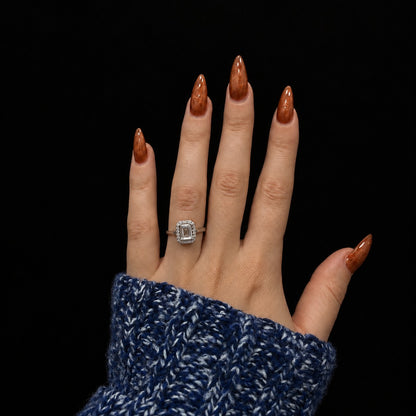 Sterling Silver Rhodium Plated Rectangle CZ Ring