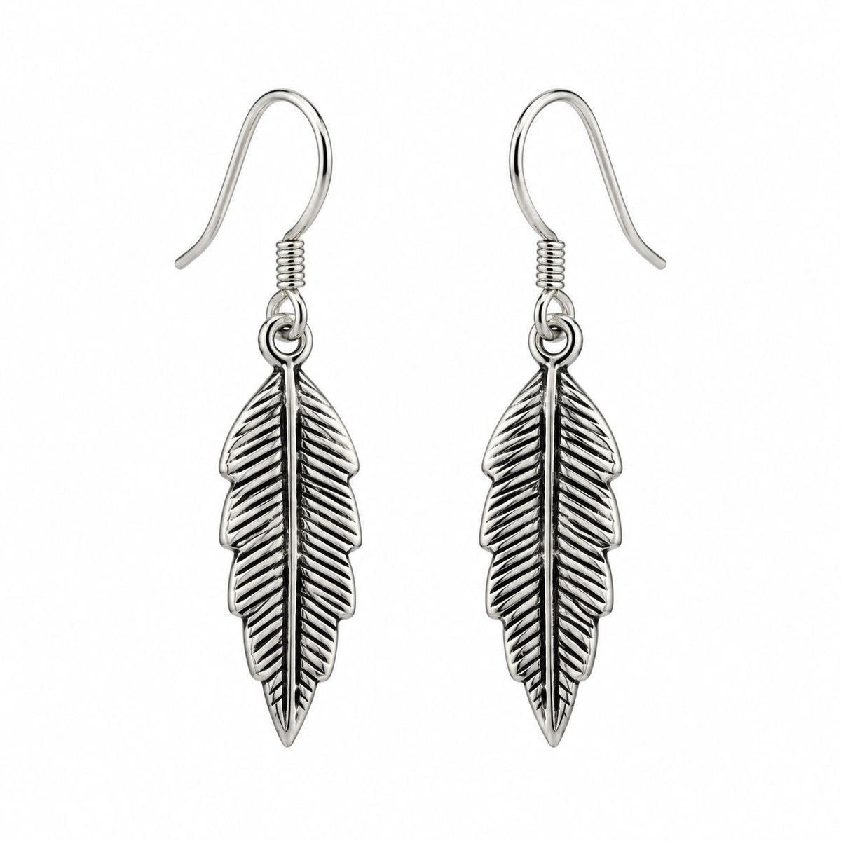 Sterling Silver Leaf Drop Earrings