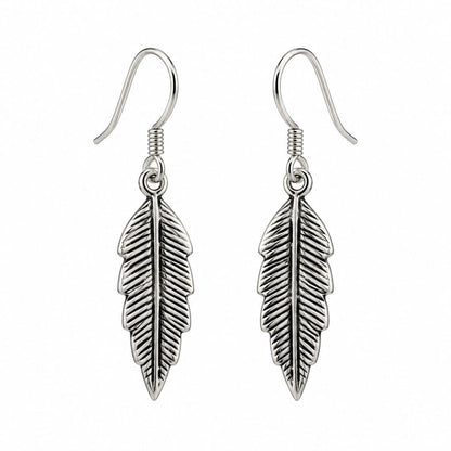 Sterling Silver Leaf Drop Earrings
