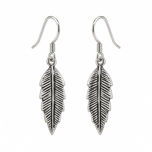 Sterling Silver Leaf Drop Earrings