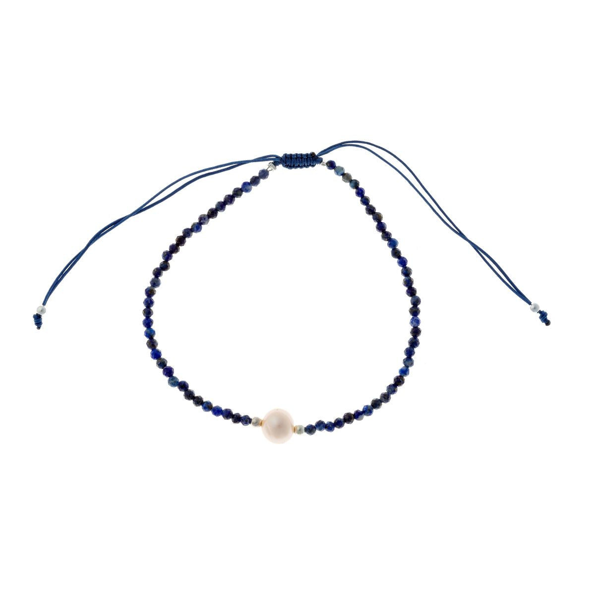 Siūlo apyrankė su perlu ir lazurito akmenukais