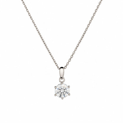 Sterling Silver Rhodium Plated Round CZ Necklace