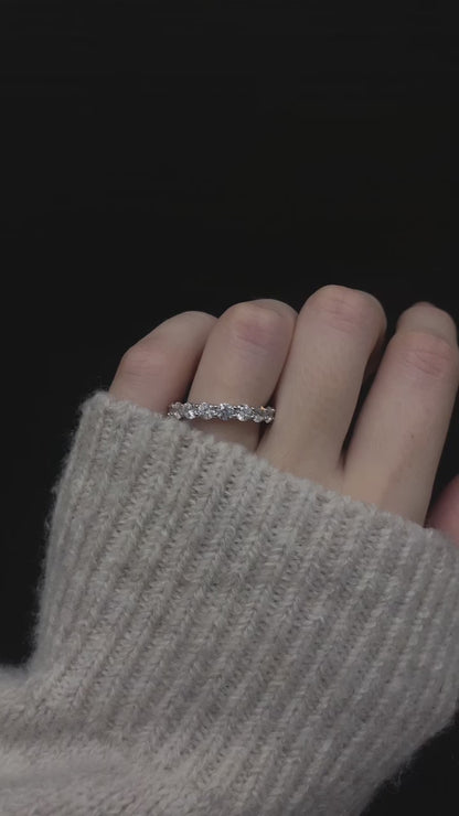 Sterling Silver Rhodium Plated 3 mm CZ Band Ring