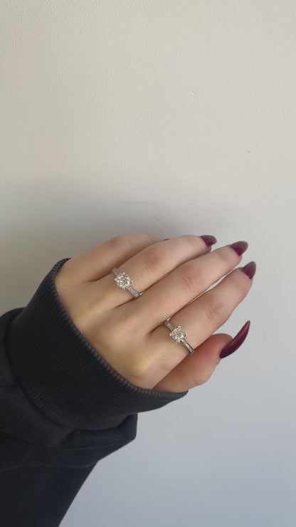 Sterling Silver Rhodium Plated CZ Crystal Ring
