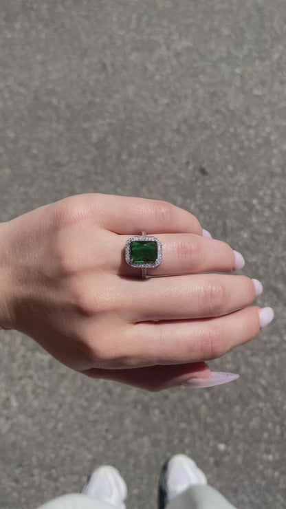 Sterling Silver Rhodium Plated CZ Crystal Ring