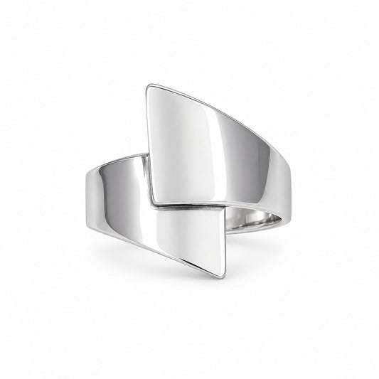 Sterling Silver Rhodium Plated Wide Ring