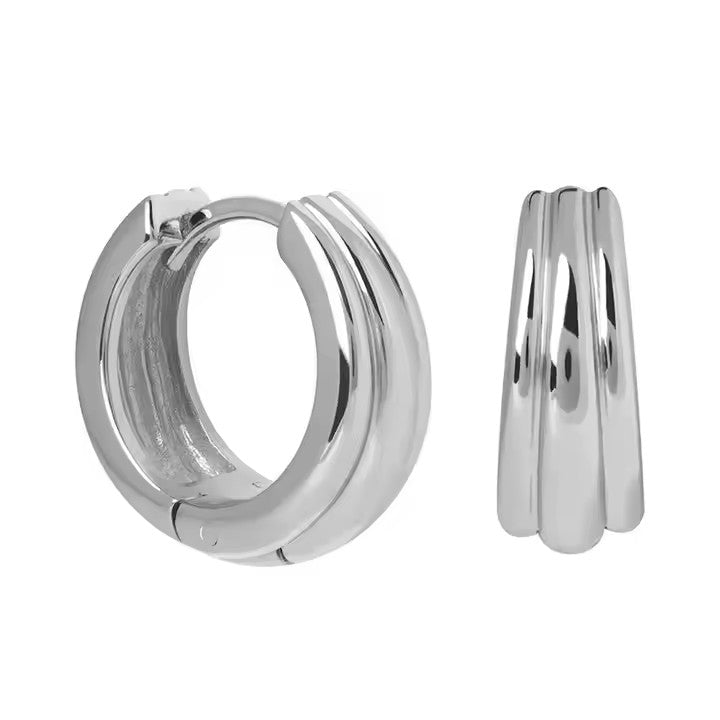 Sterling Silver Rhodium Plated Hoops