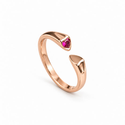 Sterling Silver Rose Gold Plated CZ Heart Ring