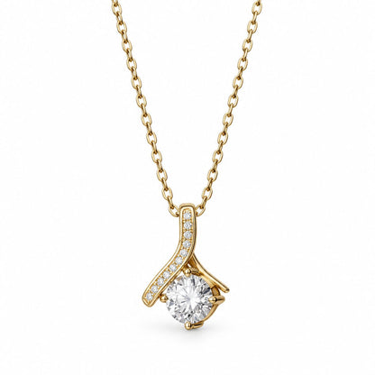 Sterling Silver Rhodium Plated CZ Pendant Necklace