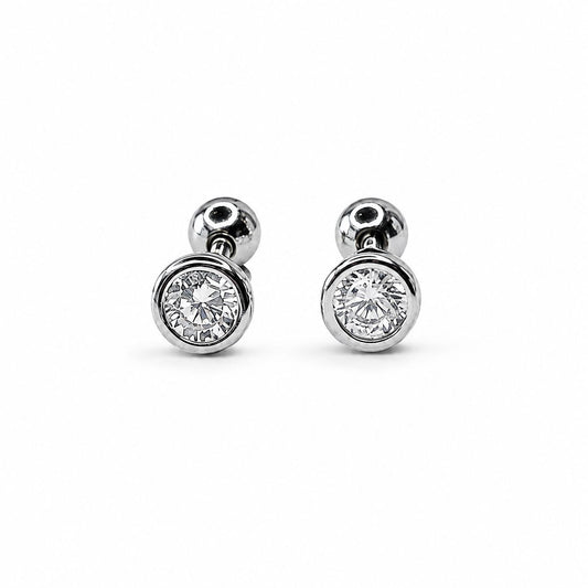 Sterling Silver Rhodium Plated Screw Ball Back Studs