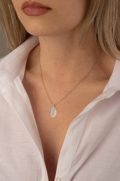 Sterling Silver Rhodium Plated Rose Necklace