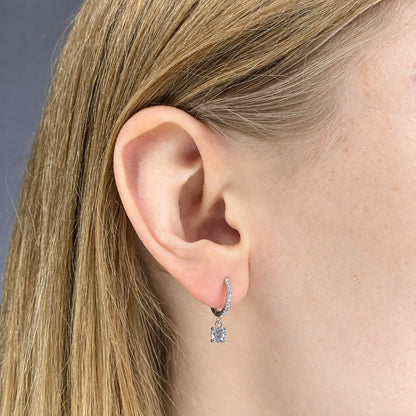 Sterling Silver Rhodium Plated Hoops with Charms