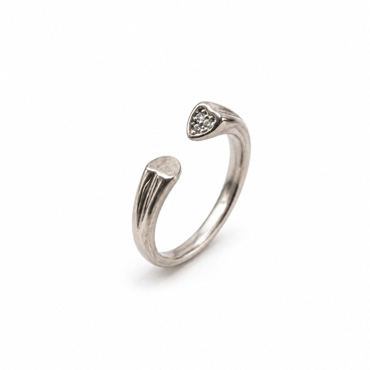 Sterling Silver Rhodium Plated CZ Heart Ring