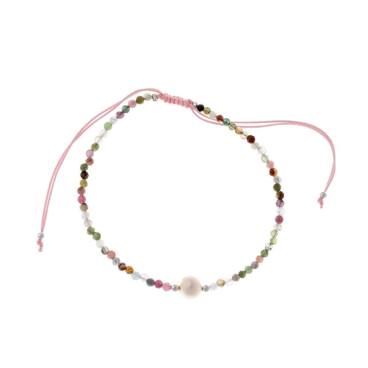 Siūlo apyrankė su perlu ir turmalino akmenukais