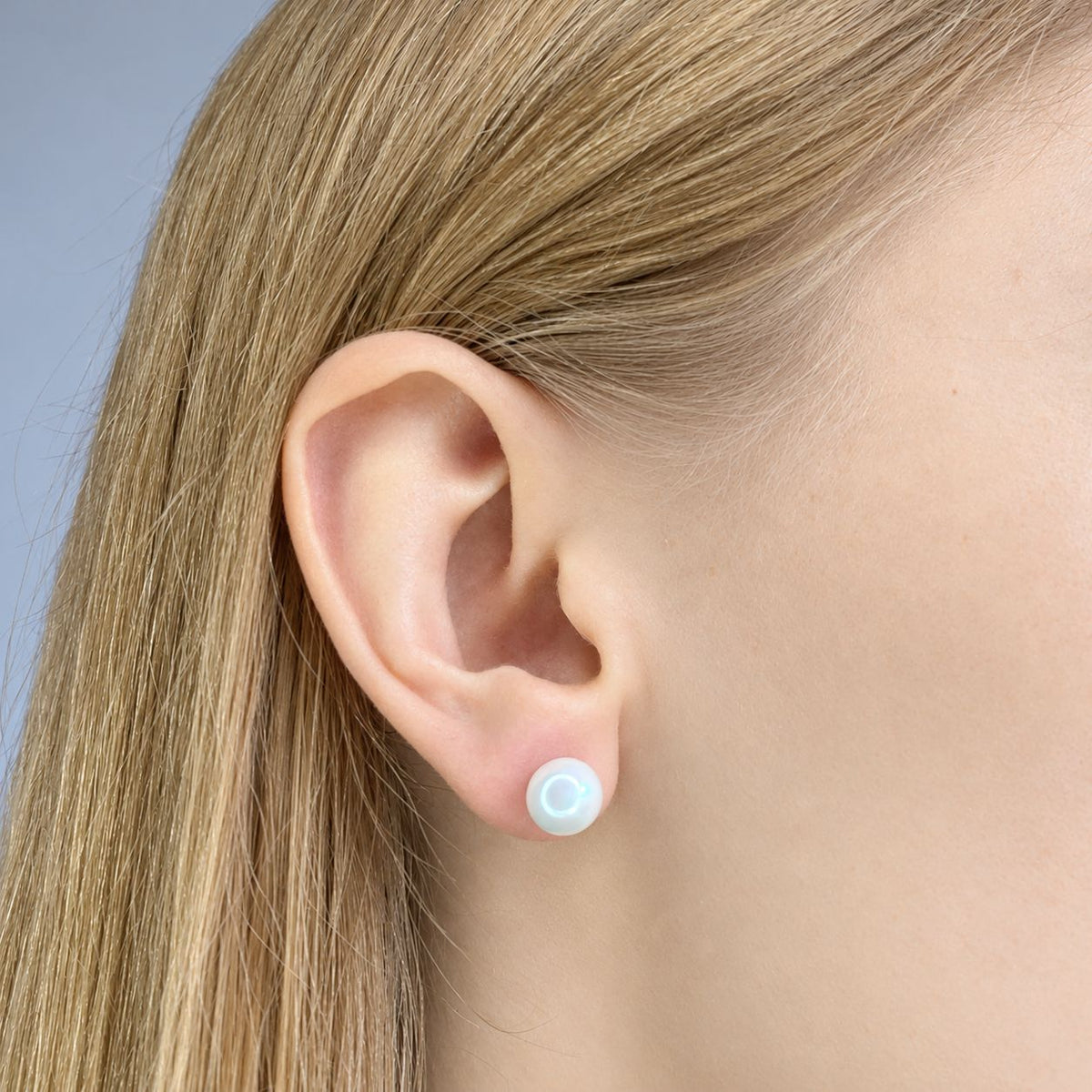 Sterling Silver Rhodium Plated 5 - 10 mm Pearl Studs