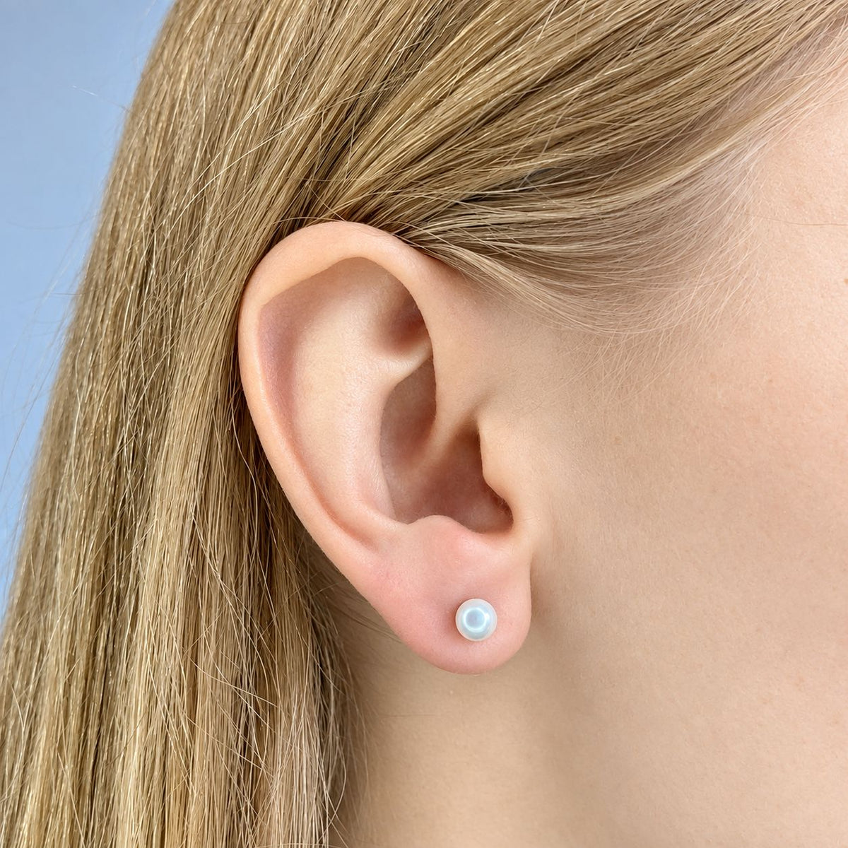 Sterling Silver Rhodium Plated 5 - 10 mm Pearl Studs