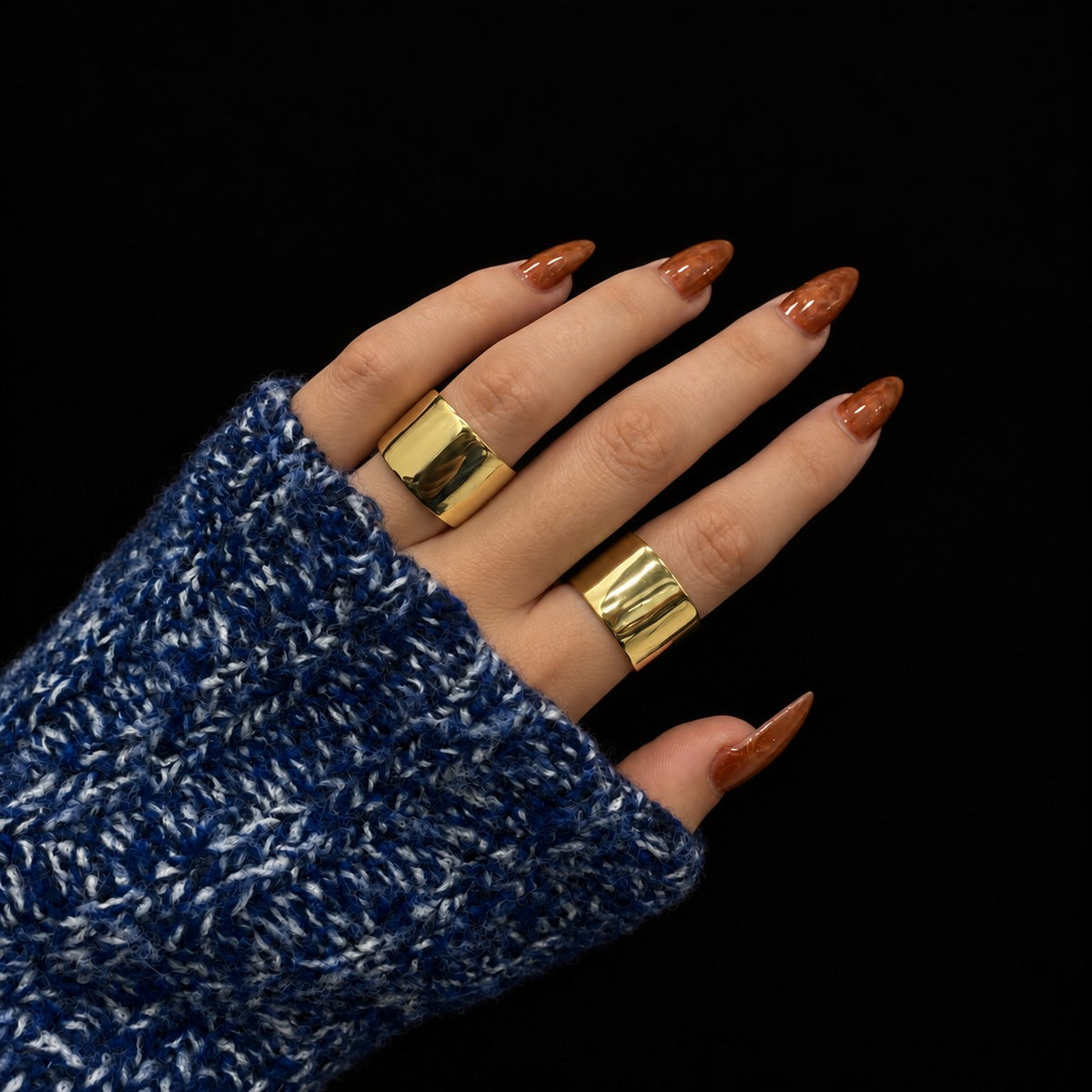 Sterling Silver Gold Plated Wide Band Ring