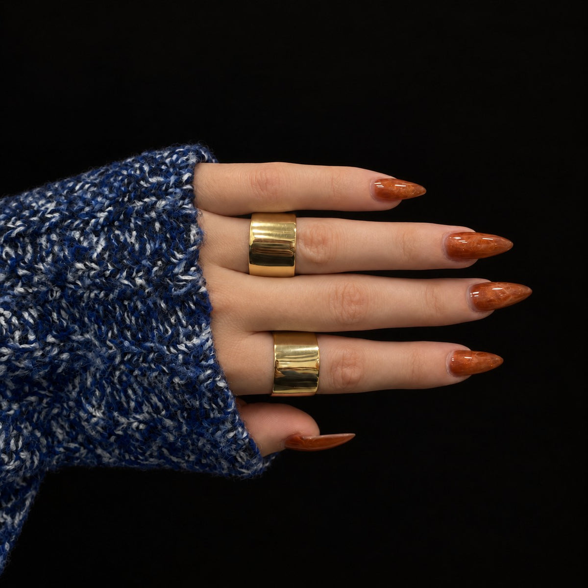 Sterling Silver Gold Plated Wide Band Ring
