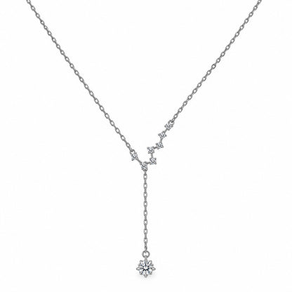 Sterling Silver Rhodium Plated CZ Star Necklace
