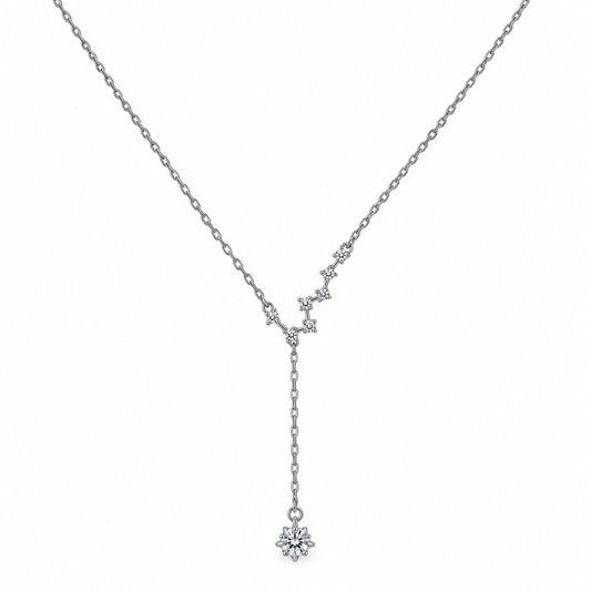Sterling Silver Rhodium Plated CZ Star Necklace