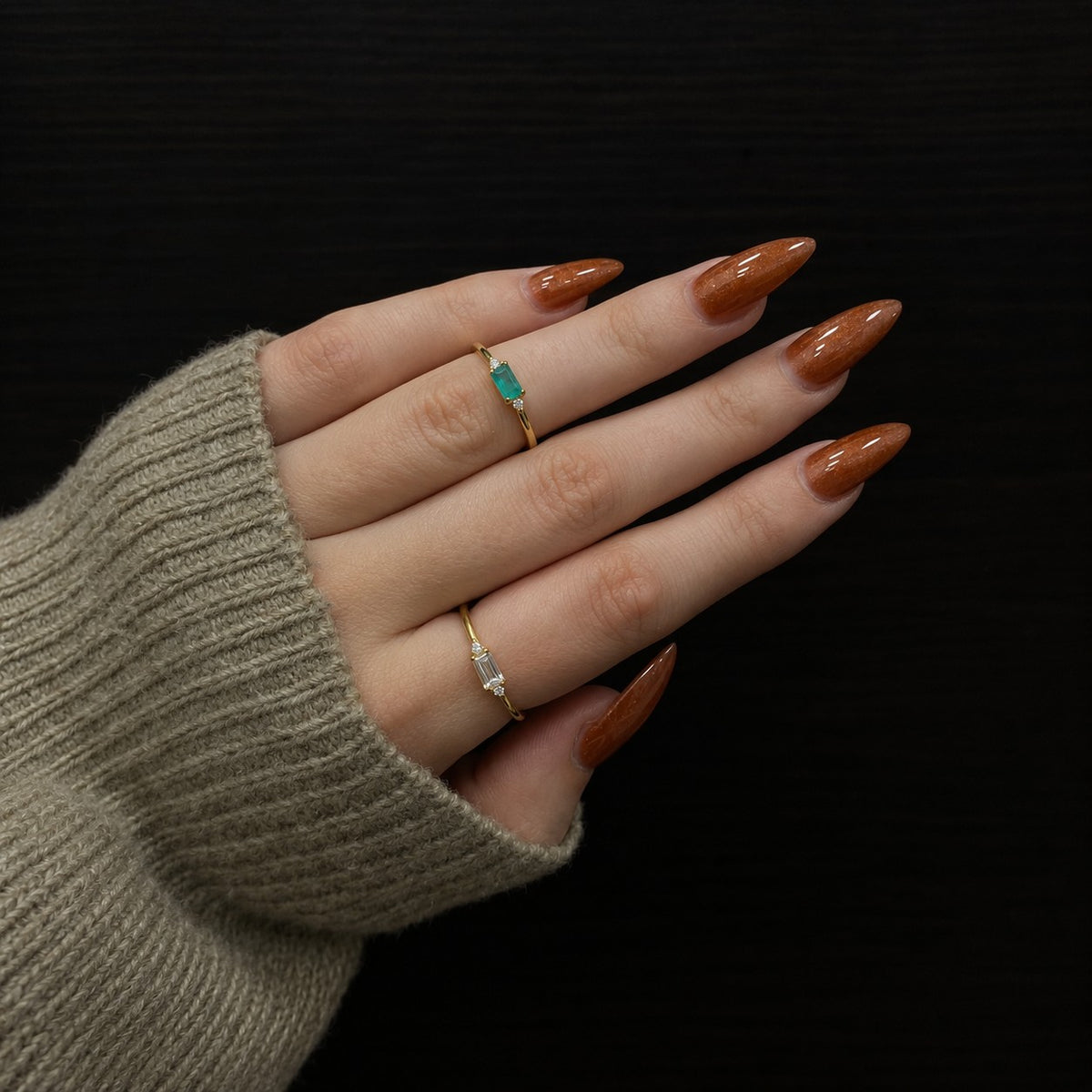 Sterling Silver Gold Plated Rectangle CZ Ring